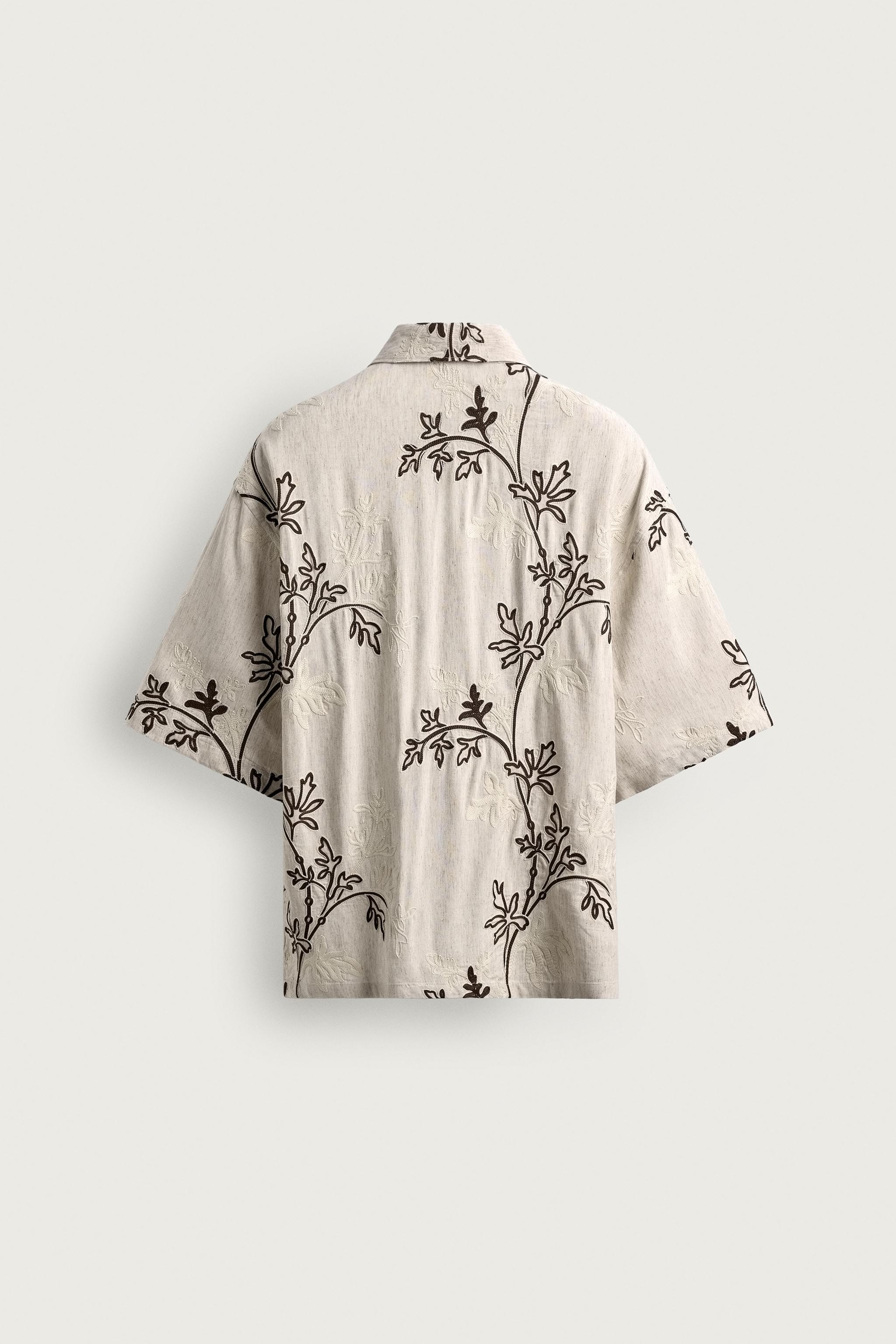RELAXED FIT FLORAL EMBROIDERED SHIRT